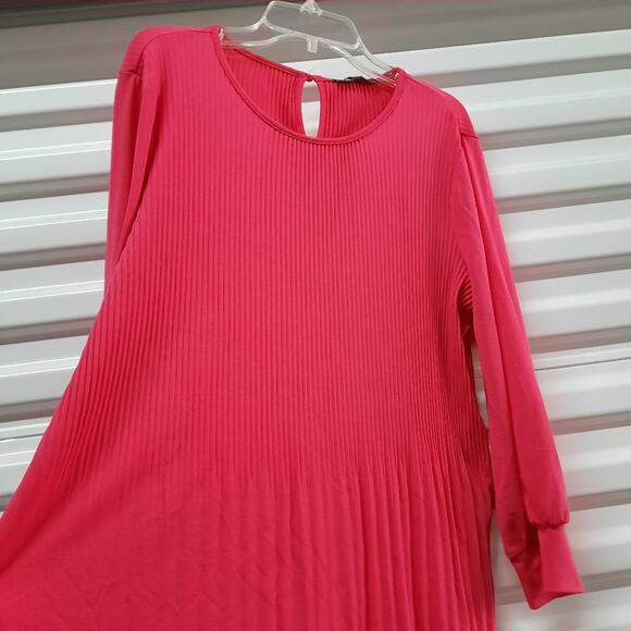 Adrianna Papell Blouse Womens Small Pink Long Sleeve Knit Trapeze Top Oversized - Picture 7 of 10